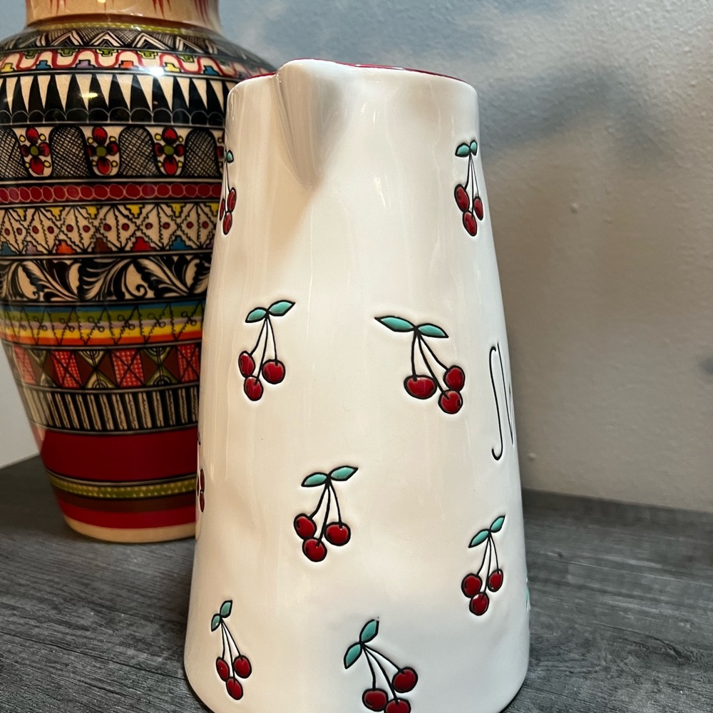 Rae Dunn White Pitcher with Cherry Design - Picture 4 of 6